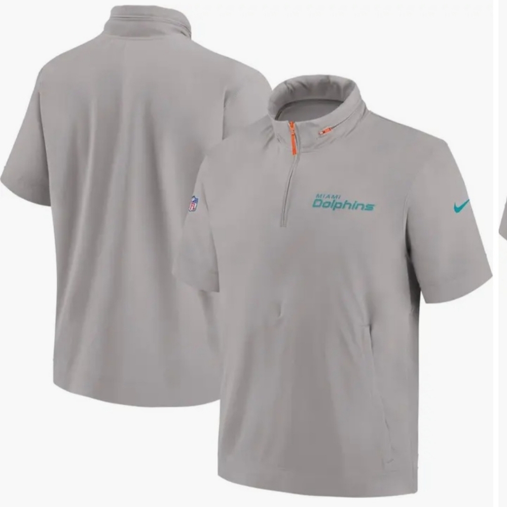 Nike Miami Dolphins 2024 Sideline Short Sleeve 1/2 Zip Hoodie Jacket - Medium